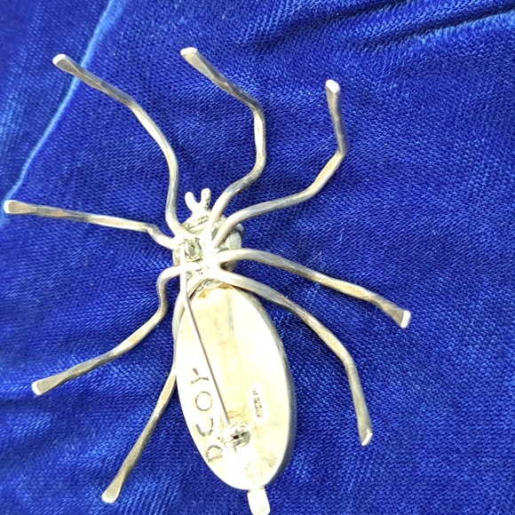 Vintage Native American Turquoise & Sterling Silver Spider Pin Brooch - Picture 4 of 12